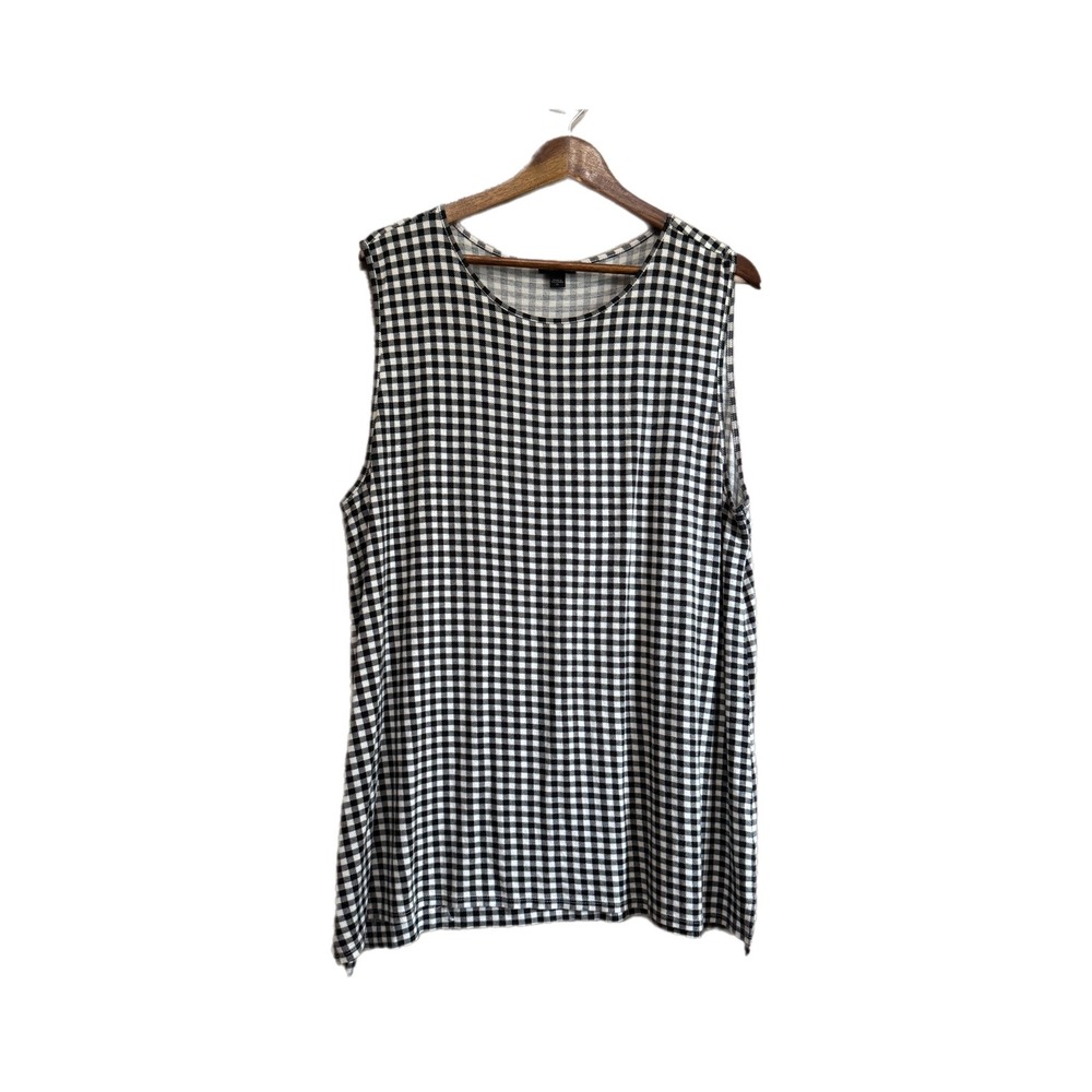 J. Jill Tank Top Womens XL Black White Gingham Wearever Collection Excellent